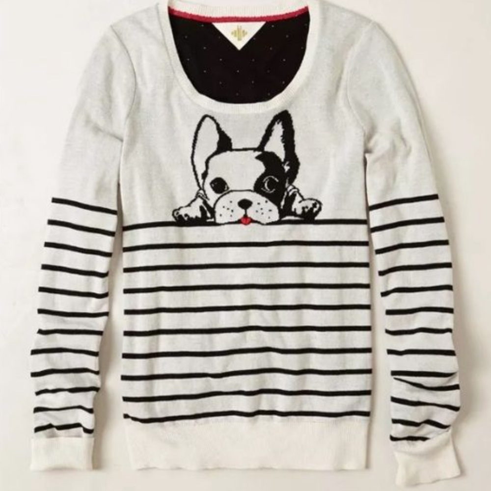 Anthropologie Monogram HWR Top Dog Pullover Sweater, Size Medium